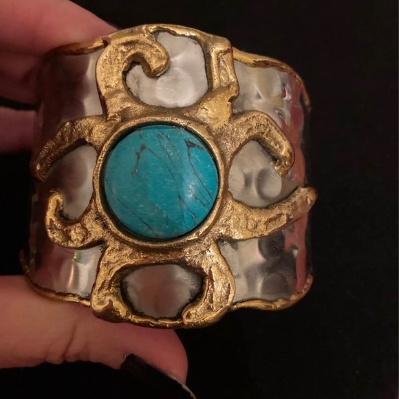 Bracelet Cuff with Turquoise Stone - Picture 3 of 5